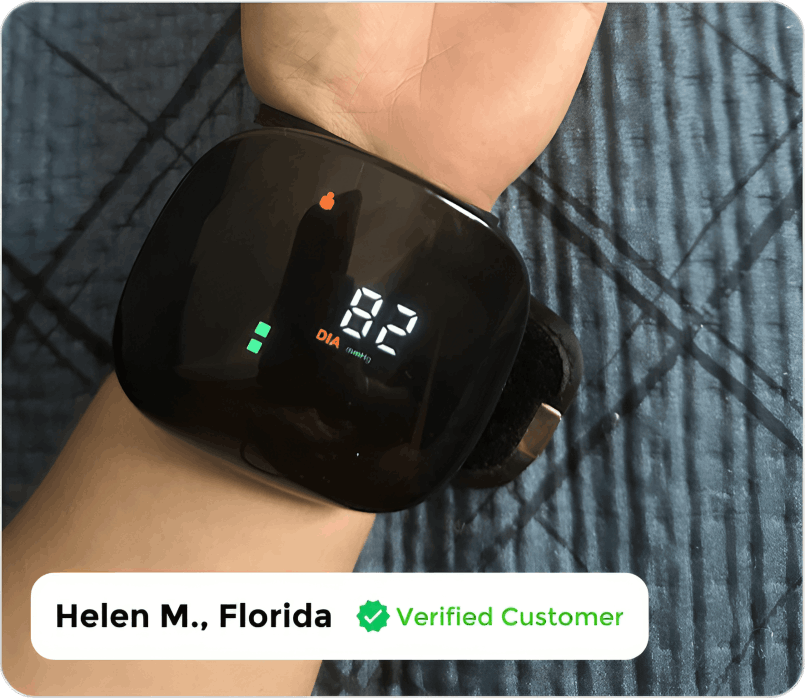 Vital Wrist Monitor customer- ~Helen M. –Florida, USA